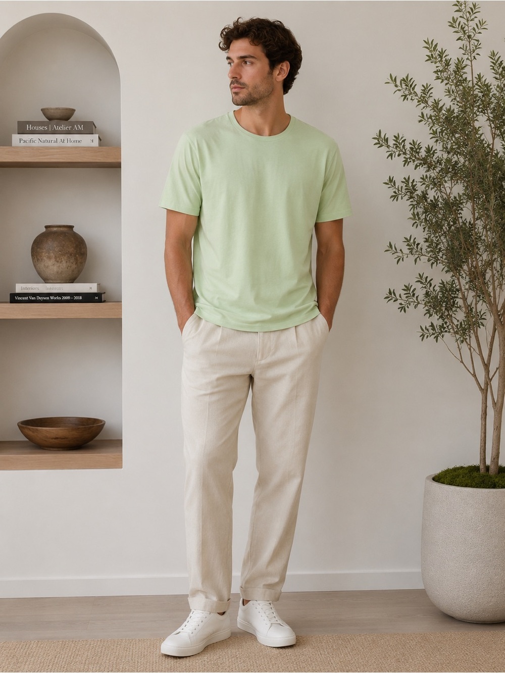 LIKE NEW Vince Men's Pima Short Sleeve Crew Tee in Pale Green